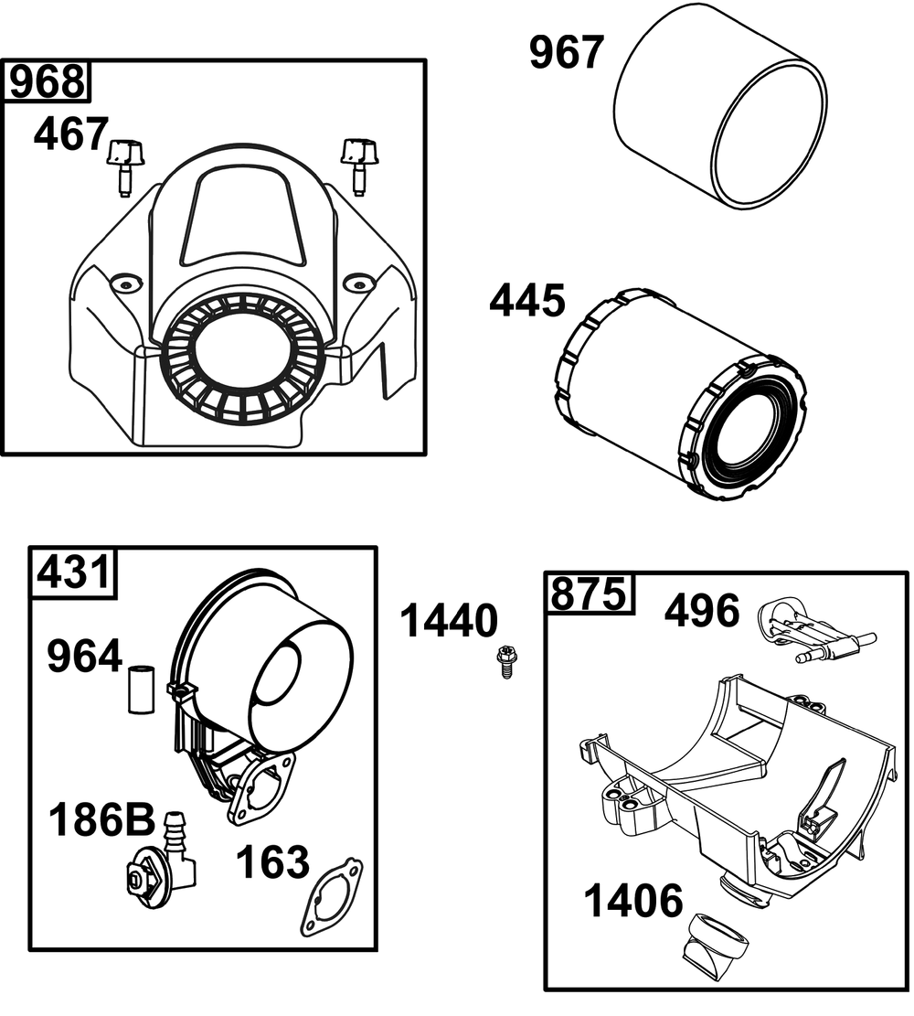 Air Cleaner Group Diagram and Parts List for 49T877-0055-Z1  Briggs and Stratton Engine